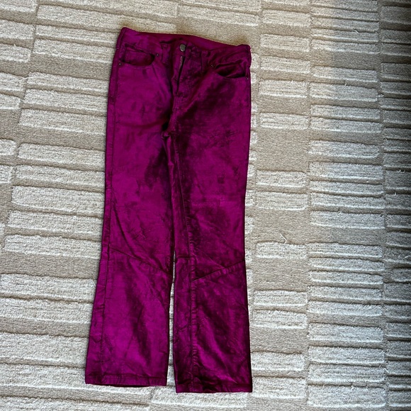 4. Free people crushed velvet cranberry colored pants - Picture 3 of 4